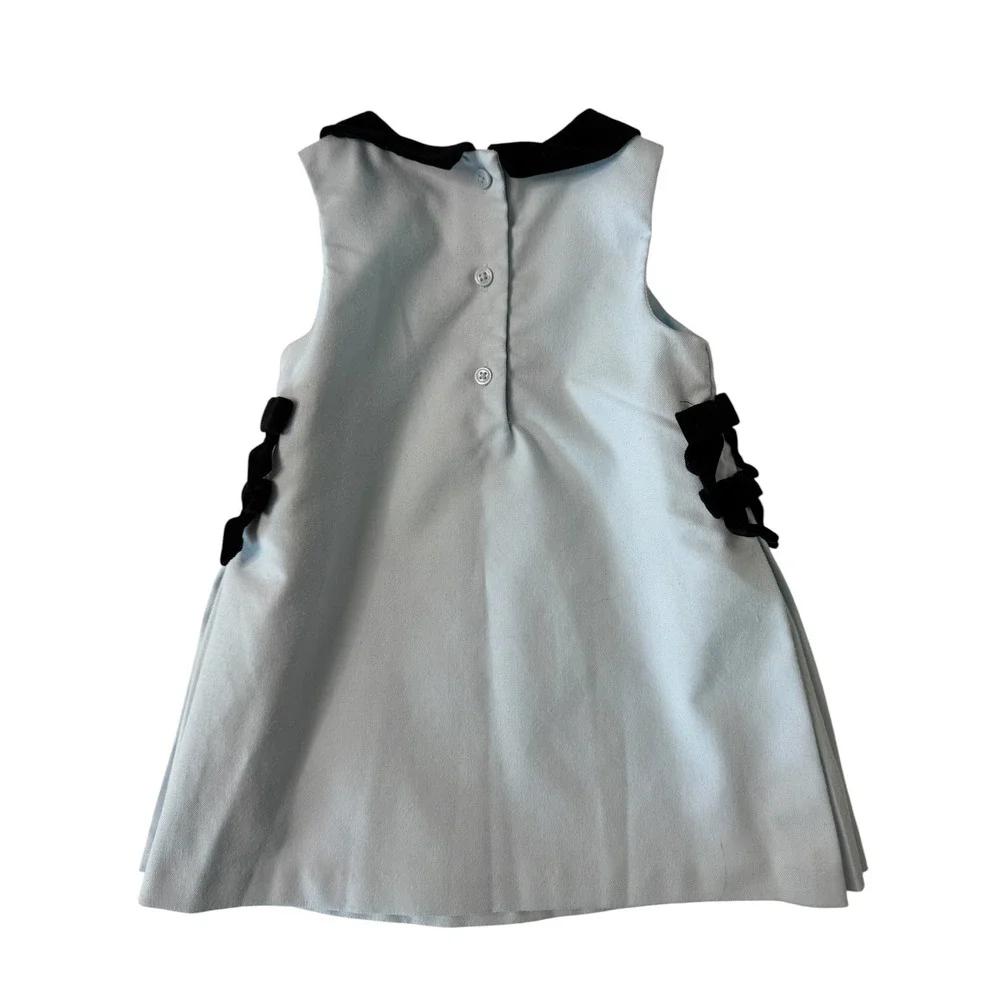 Janie and Jack Light Blue Velvet Collar‎ Bow Shift Dress 12-18 Months 200307409